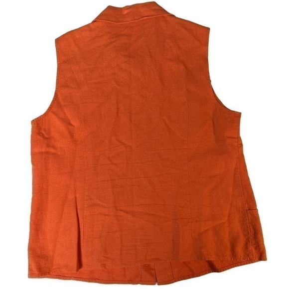 Je t’aime Short Sleeve Botton Down Blouse Pearl Button Size Medium Rust Orange - Picture 2 of 8